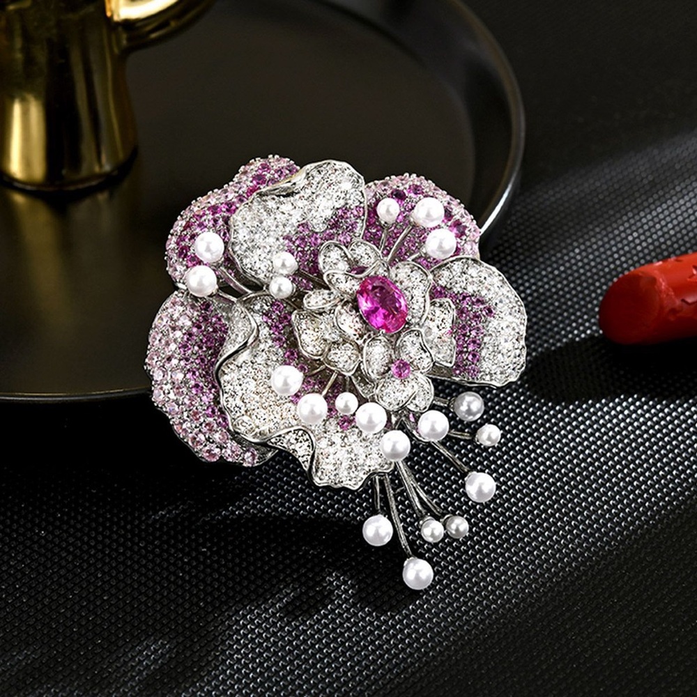 Glamorous Pink and Silver Pearl Brooch